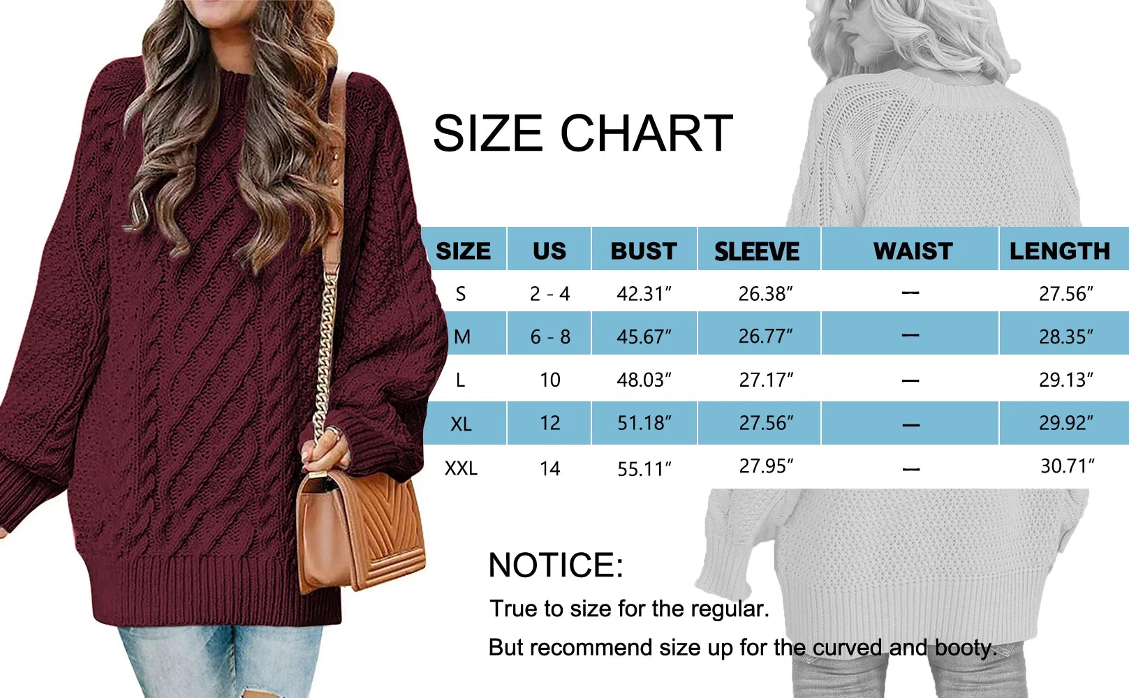 Oversized Sweaters for Women Cable Knit Chunky Pullover Sweater